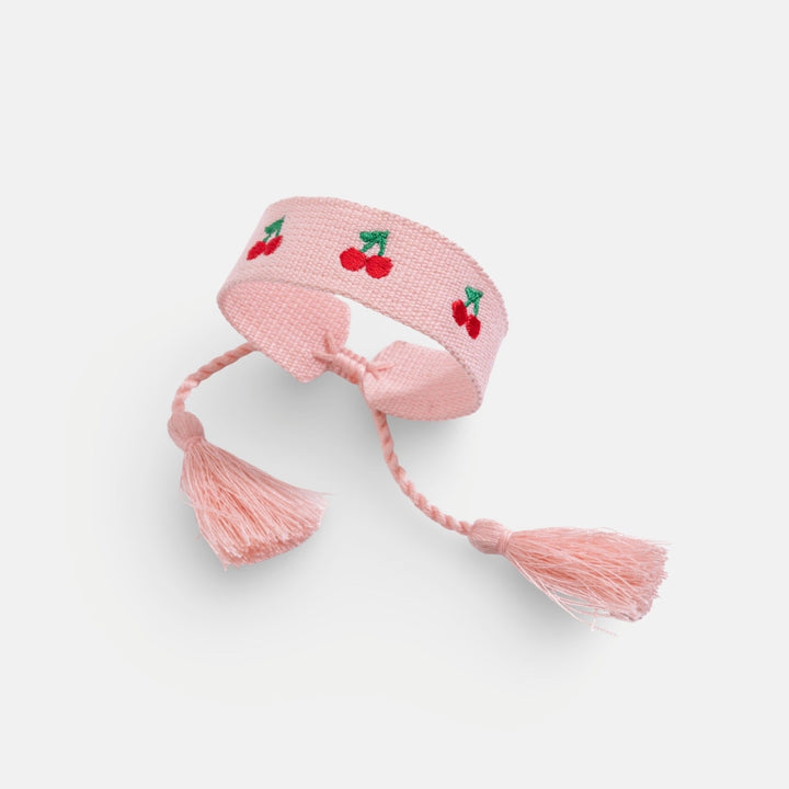 Woven Embroidered Cherry Bracelet