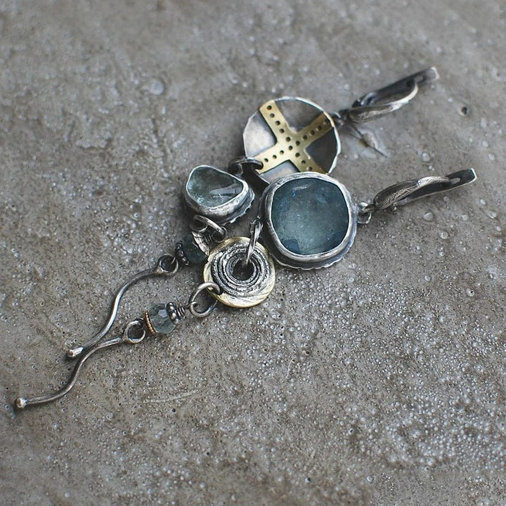 Azure Cross Charm Earrings