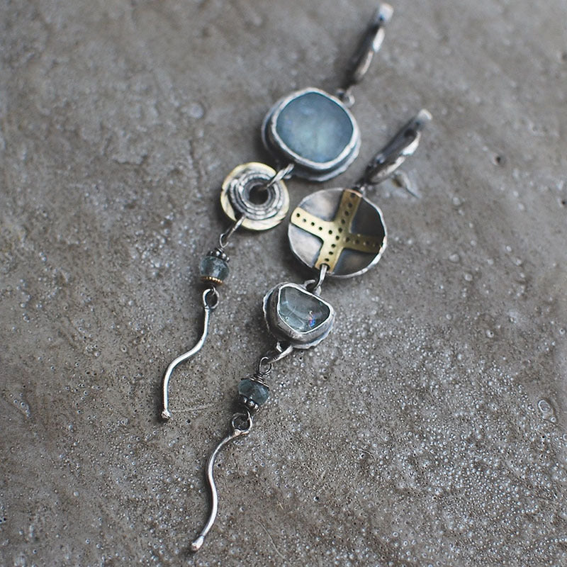 Azure Cross Charm Earrings