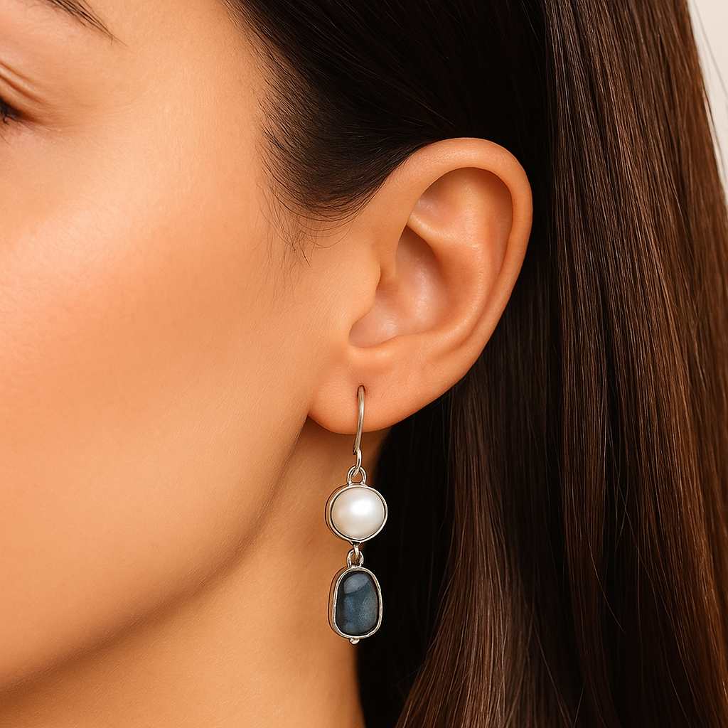 Vintage Blue Gemstone Elegance Earrings