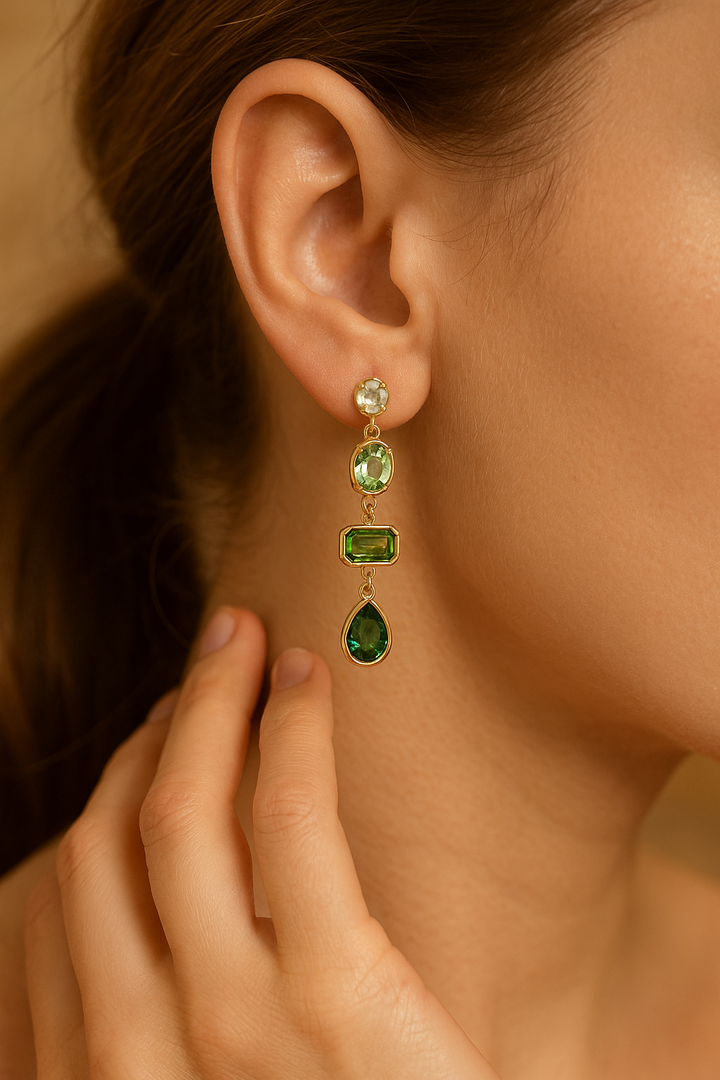 Emerald Elegance | Dazzling Drop Earrings