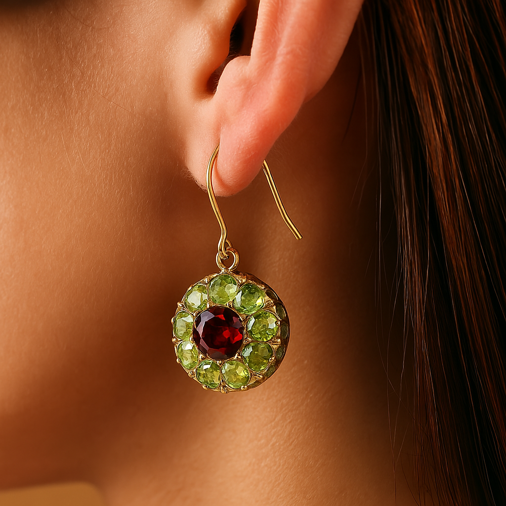 Éclat Rétro: Boucles d'Oreilles Émeraude et Rubis