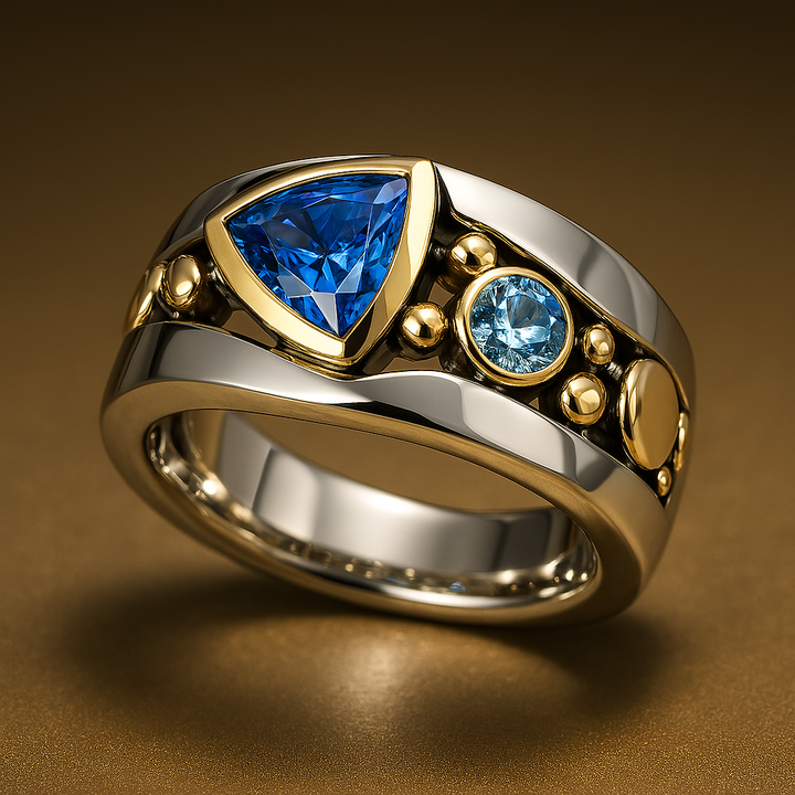 Vintage Blue Crystal Charm Ring