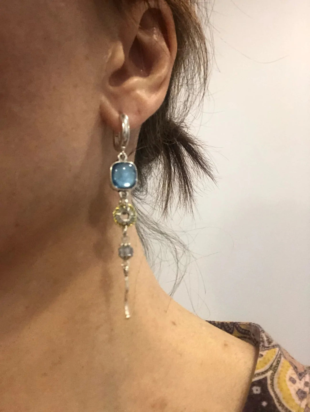 Azure Cross Charm Earrings