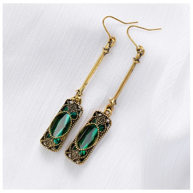 Radiant Green Lantern Drop Earrings