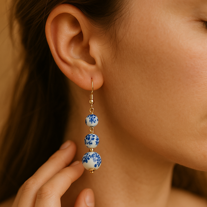 Azure Dream | Dazzling Blue & White Drop Earrings