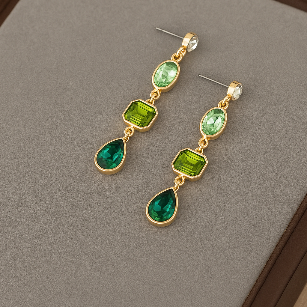 Emerald Elegance | Dazzling Drop Earrings