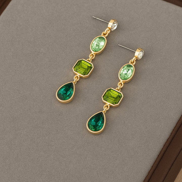Emerald Elegance | Dazzling Drop Earrings