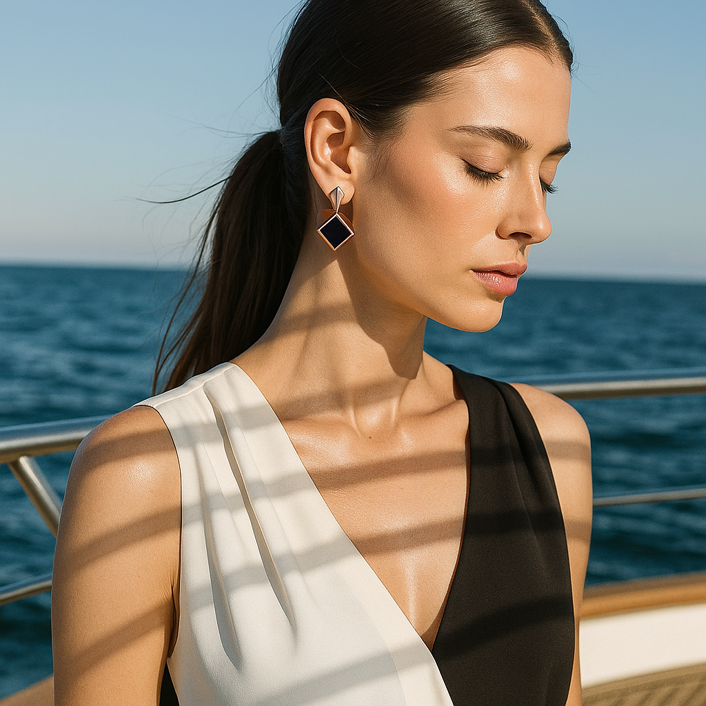 Midnight Square Dazzle Earrings