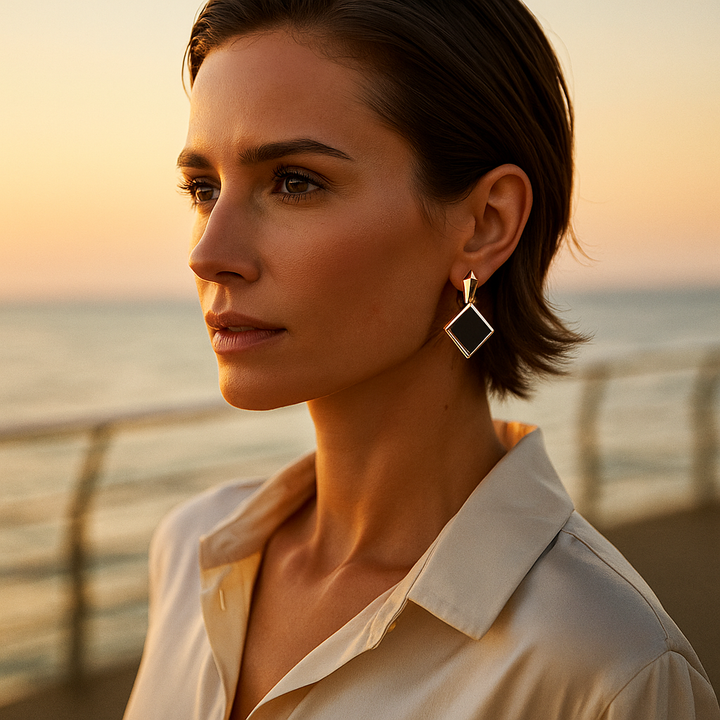 Midnight Square Dazzle Earrings