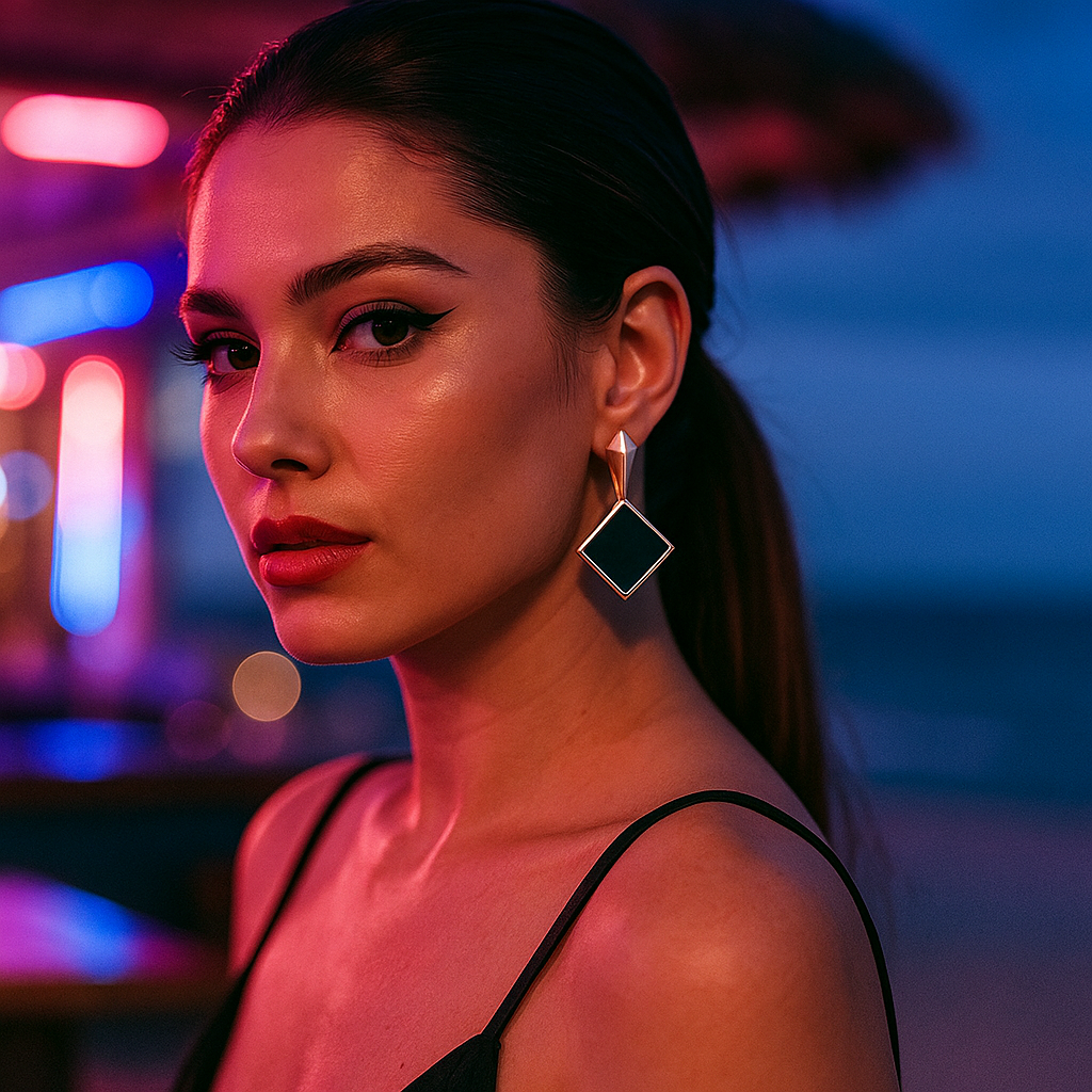 Midnight Square Dazzle Earrings