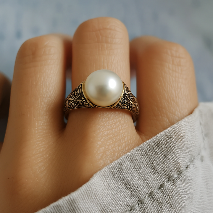 Golden Pearl Elegance Ring