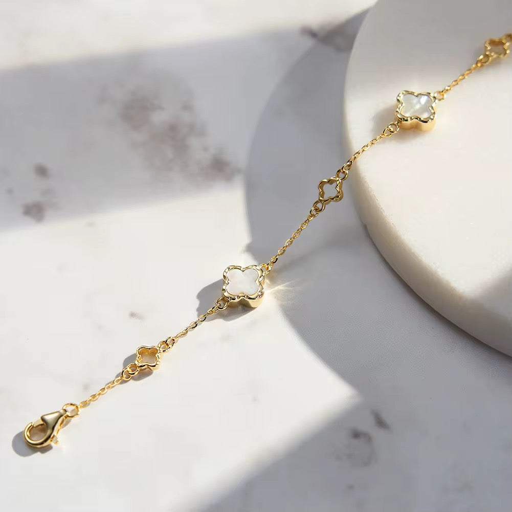 Dainty Clover Bracelet Sterling Silver