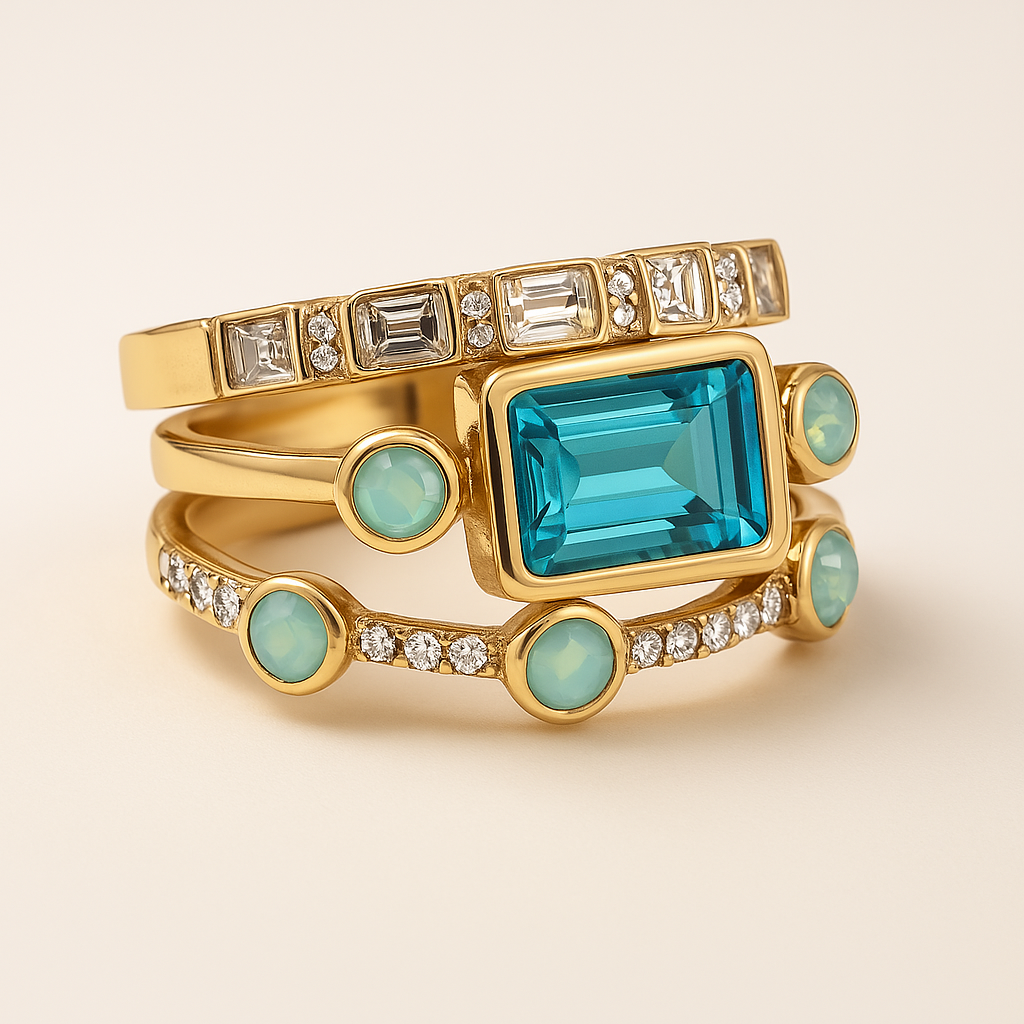 Vintage Blue Crystal Ring Collection