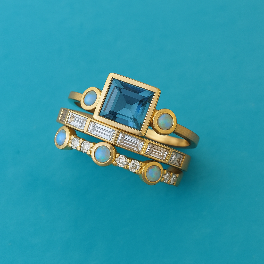 Vintage Blue Crystal Ring Collection