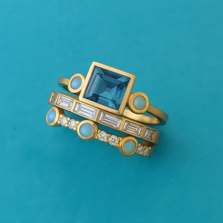 Vintage Blue Crystal Ring Collection