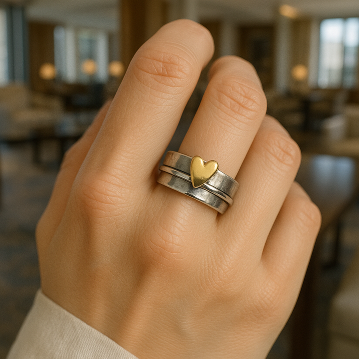 Mely - Bague en Argent Cœur Doré