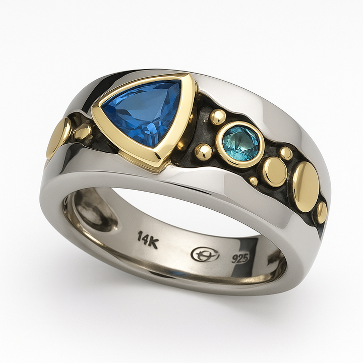 Bague Élégante Bleu Ancien