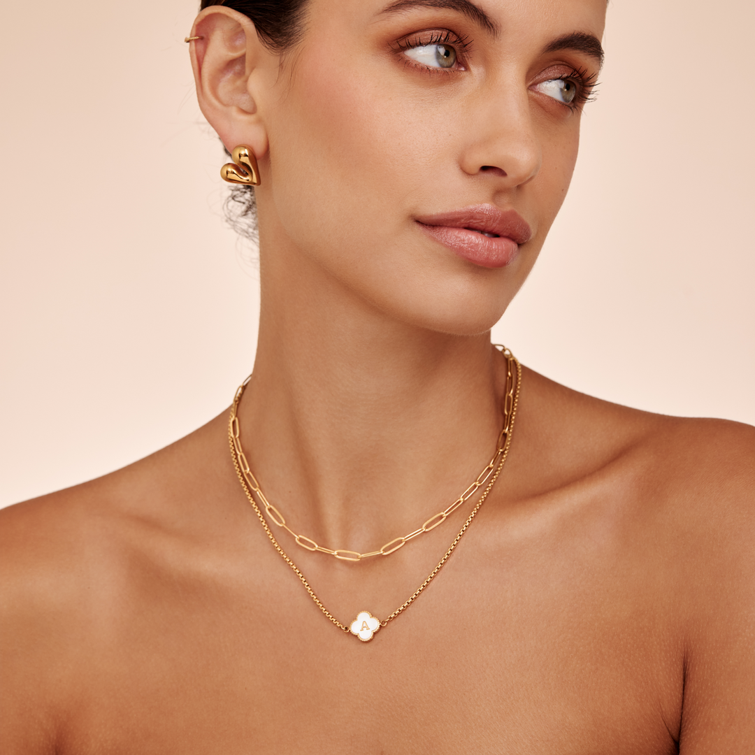 Pearl Clover Initial Necklace