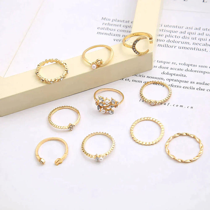 Set of 10 Bohemian Chic Rings