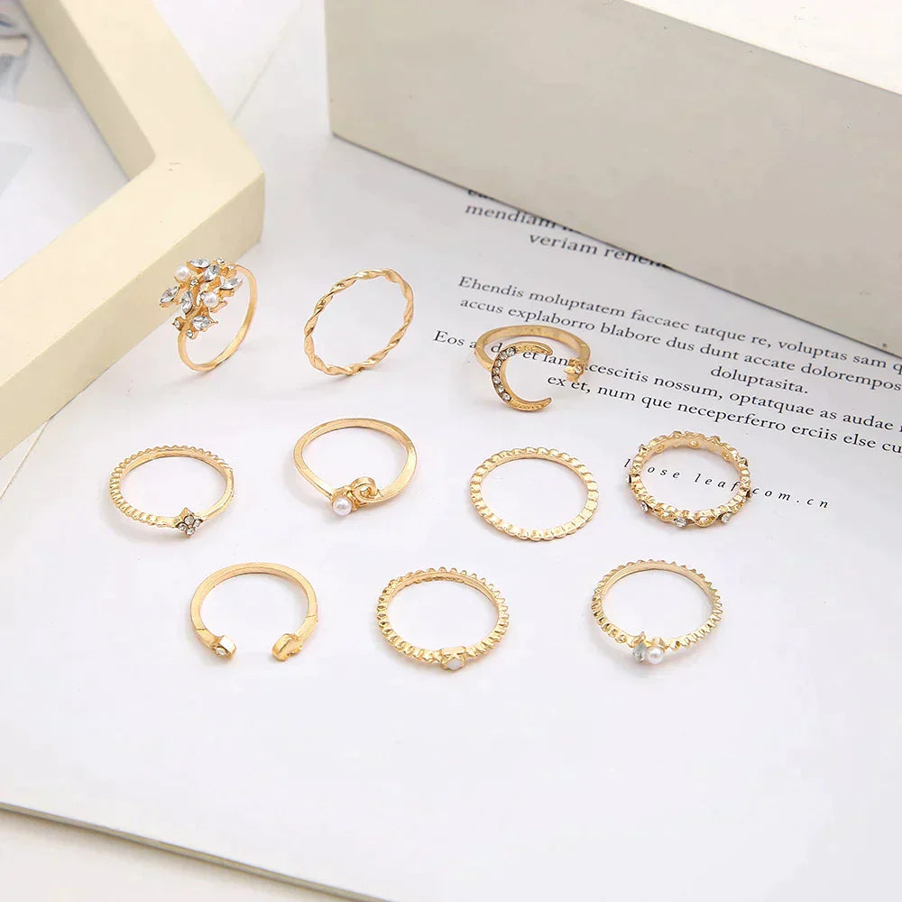 Set of 10 Bohemian Chic Rings