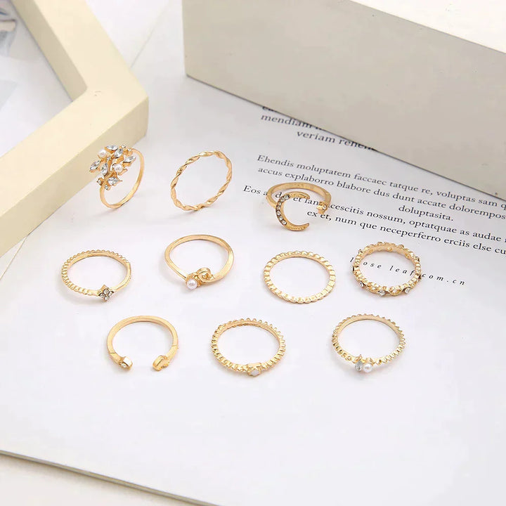 Set of 10 Bohemian Chic Rings