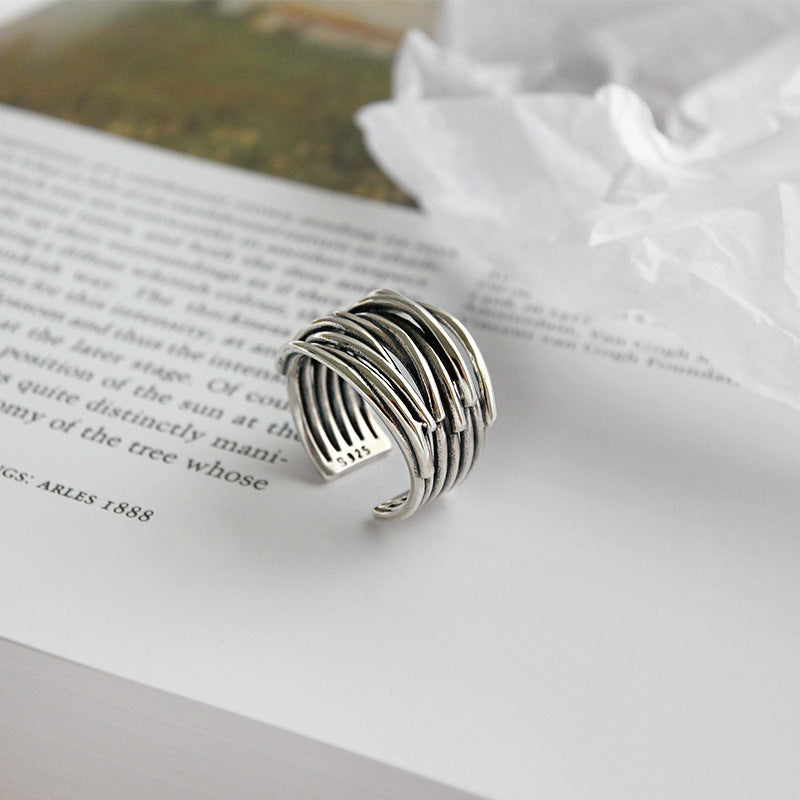 Bague Argentée Superposée Ajustable