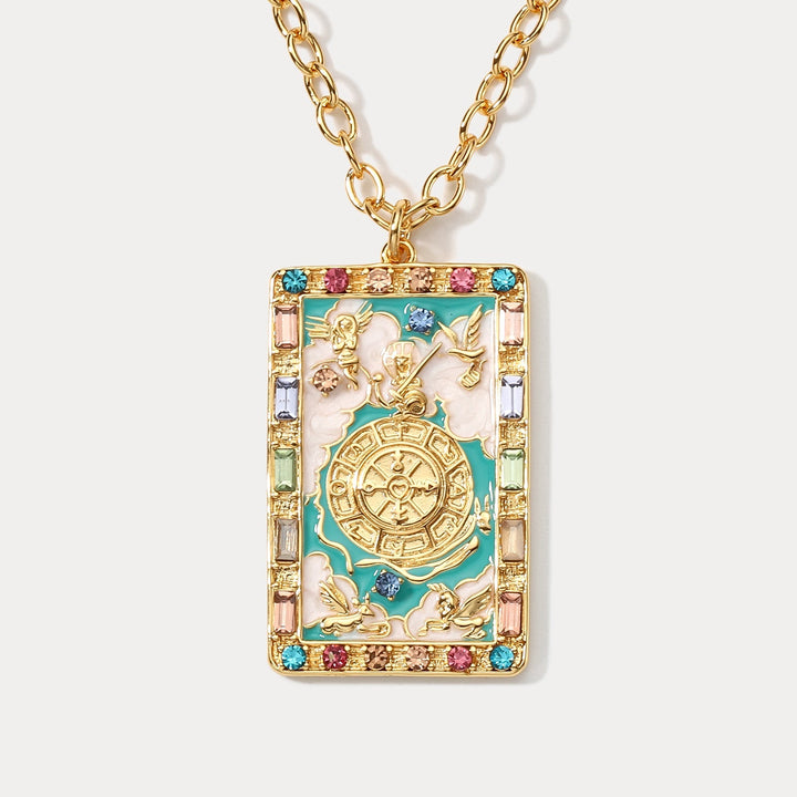 Wheel of Fortune Tarot Card Necklace