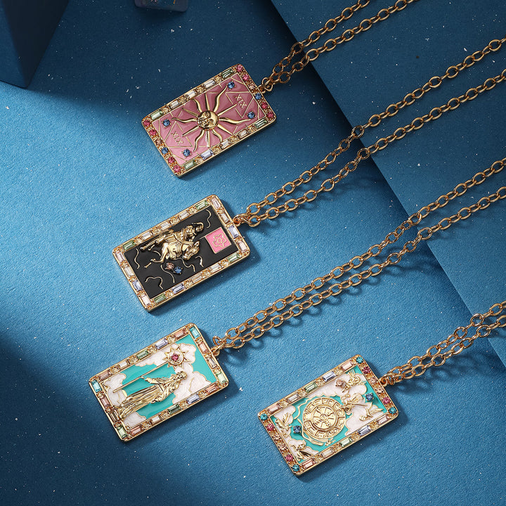 Wheel of Fortune Tarot Card Necklace