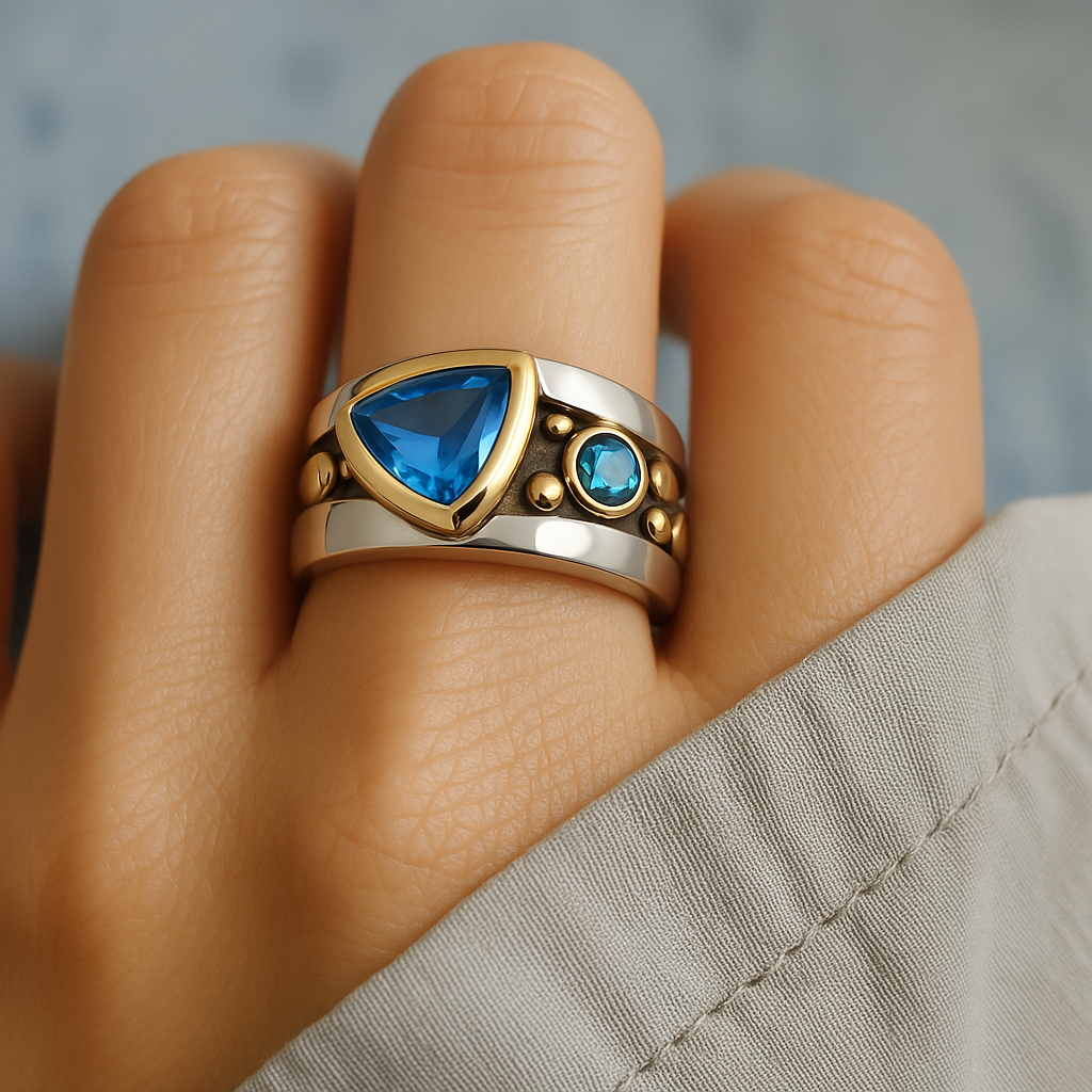 Bague Élégante Bleu Ancien