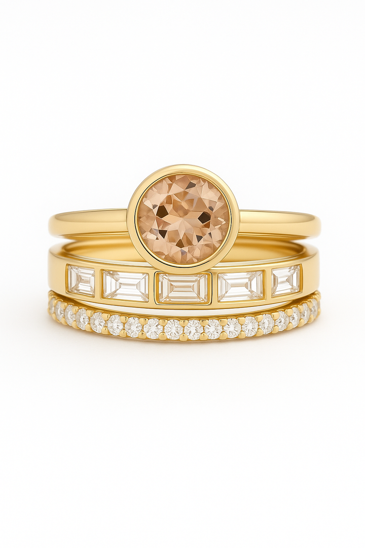 Espoir - Ensemble de Bagues en Cristal Incrusté d'Or