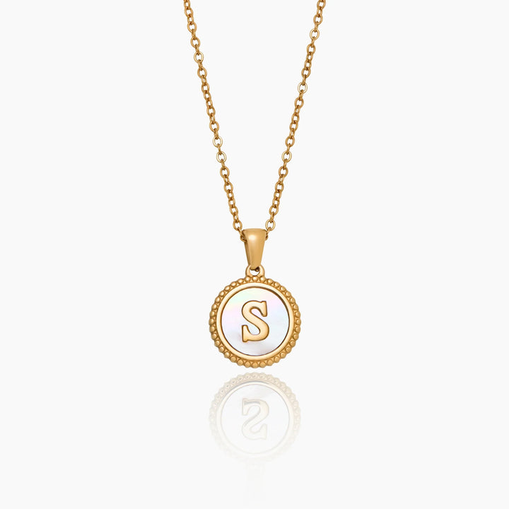 Mother Of Pearl Initial Pendant Necklace