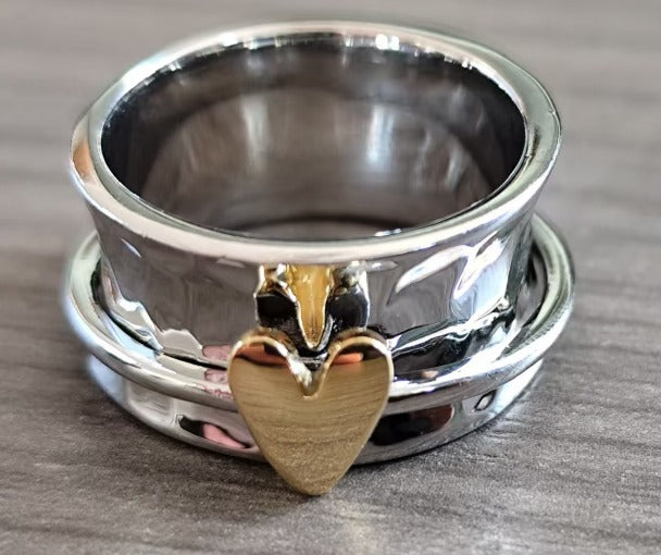 Mely - Bague en Argent Cœur Doré