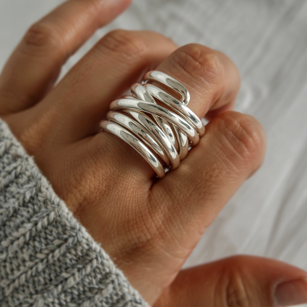 Bliss - Bague en Argent Épaisse Vintage