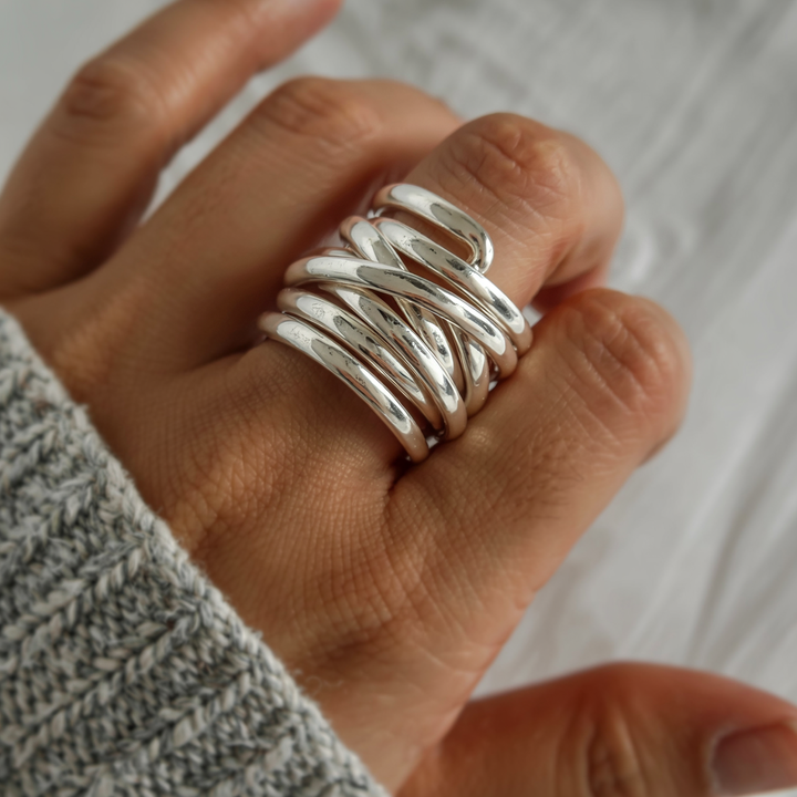 Bliss - Bague en Argent Épaisse Vintage