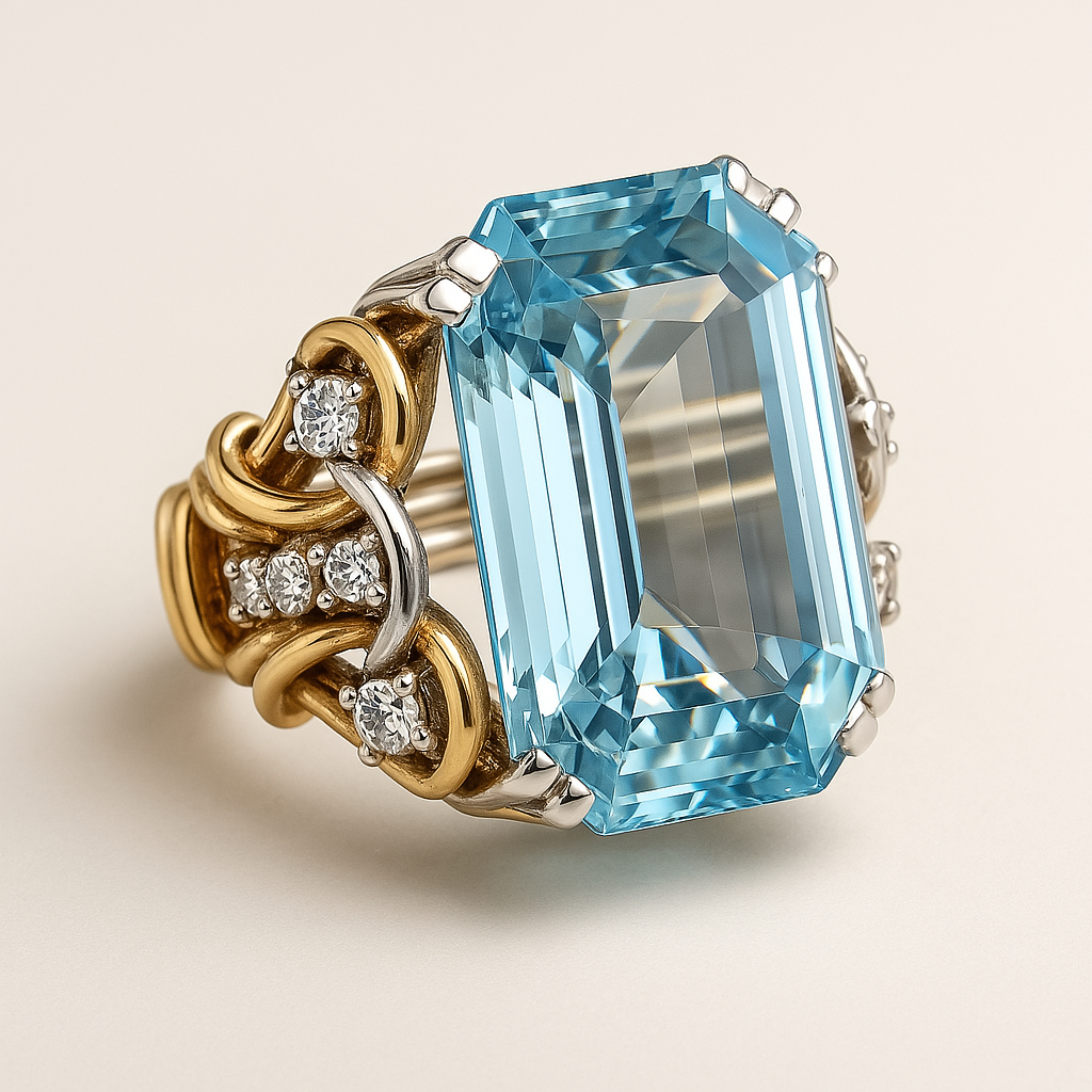Vintage Blue Sparkle Stack Ring