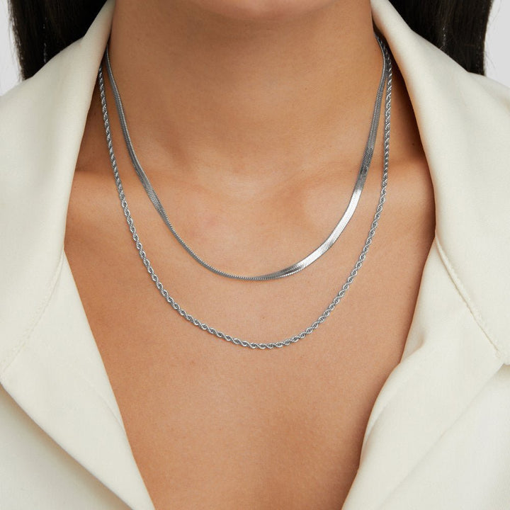 Layered Silver Necklace - Alexandra Model