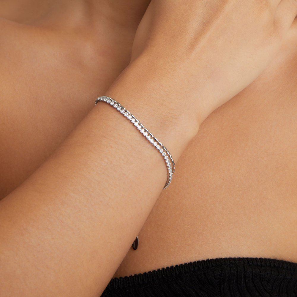 Arelia Silver Bracelet with Crystals