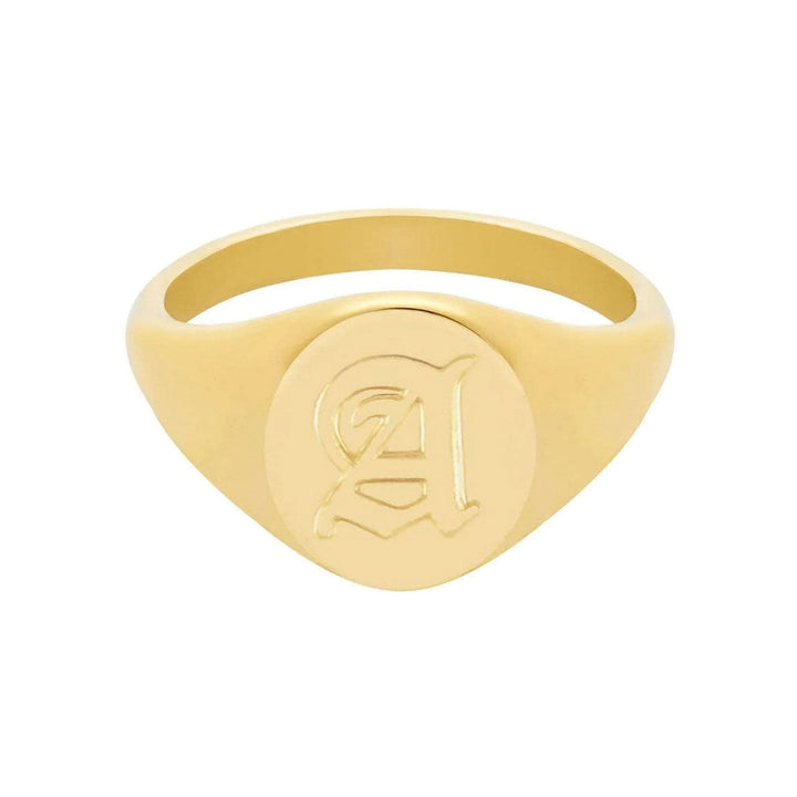 Dolce Initial Signet Ring Gold