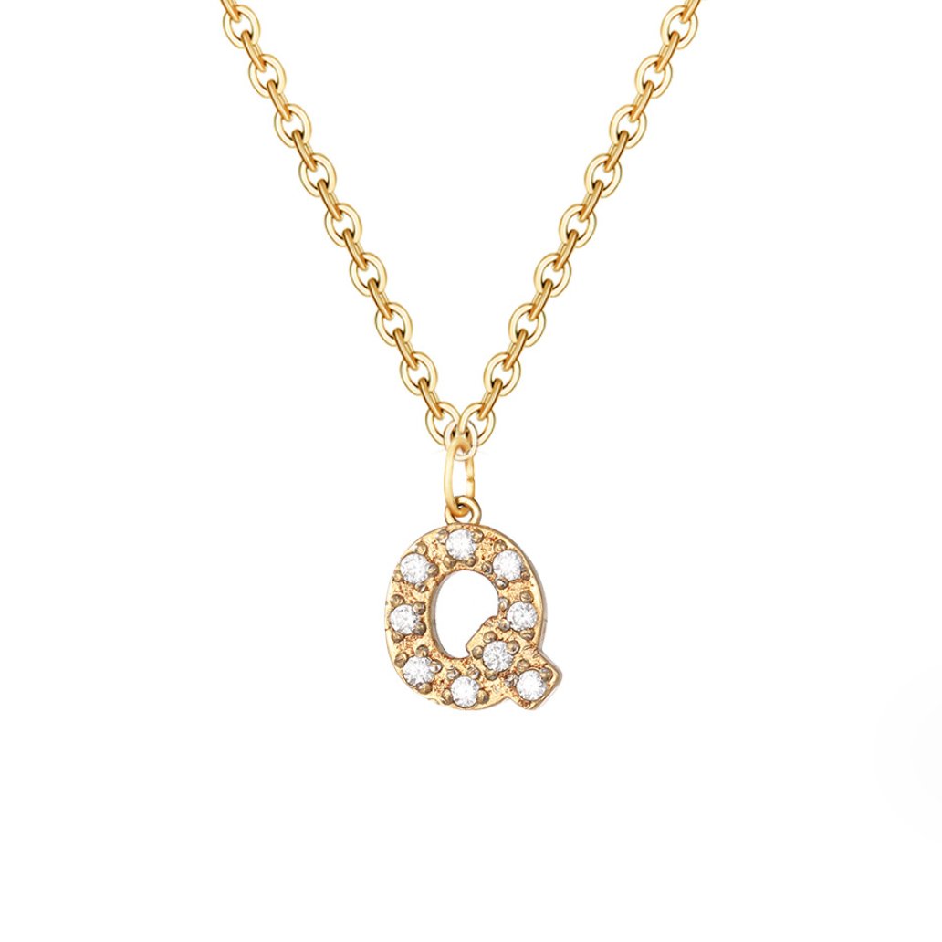 Crystal Charm Letter Necklace