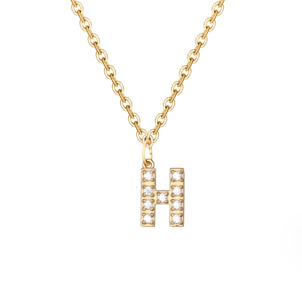 Crystal Charm Letter Necklace