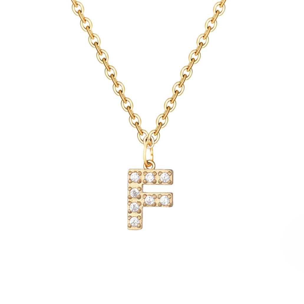 Crystal Charm Letter Necklace