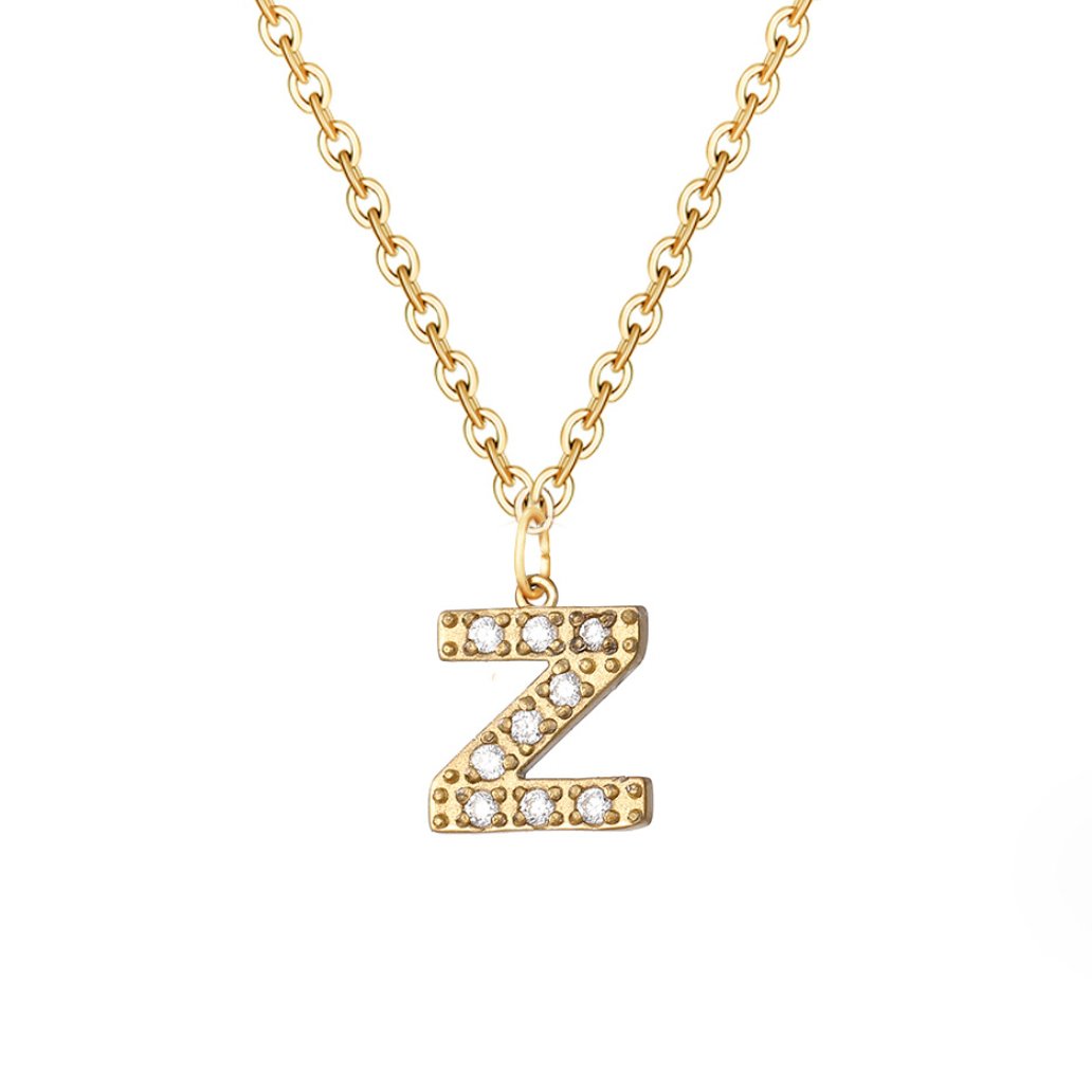 Crystal Charm Letter Necklace