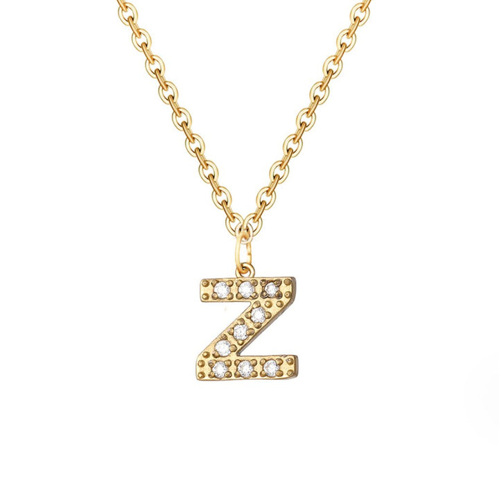 Crystal Charm Letter Necklace