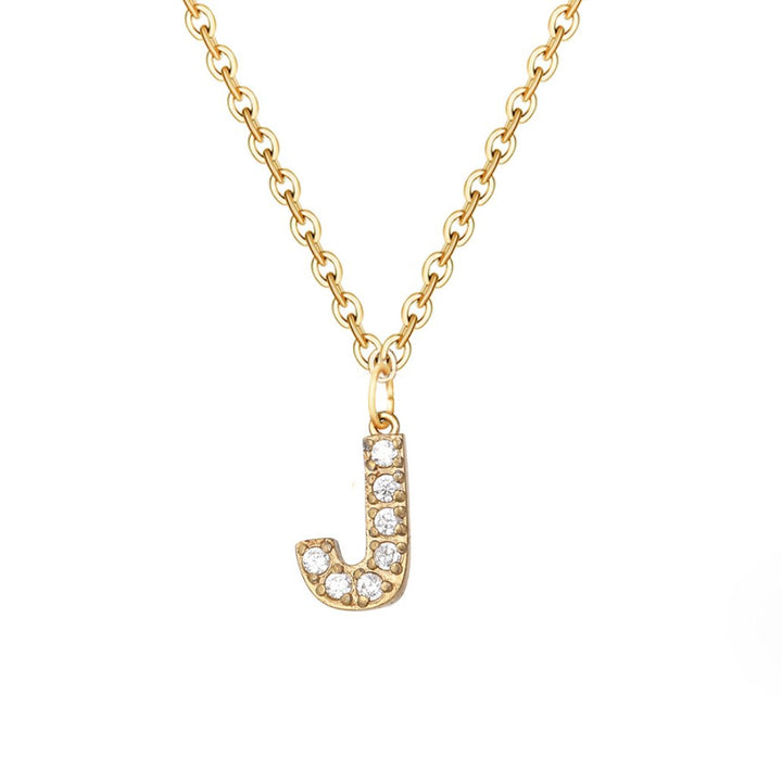 Crystal Charm Letter Necklace
