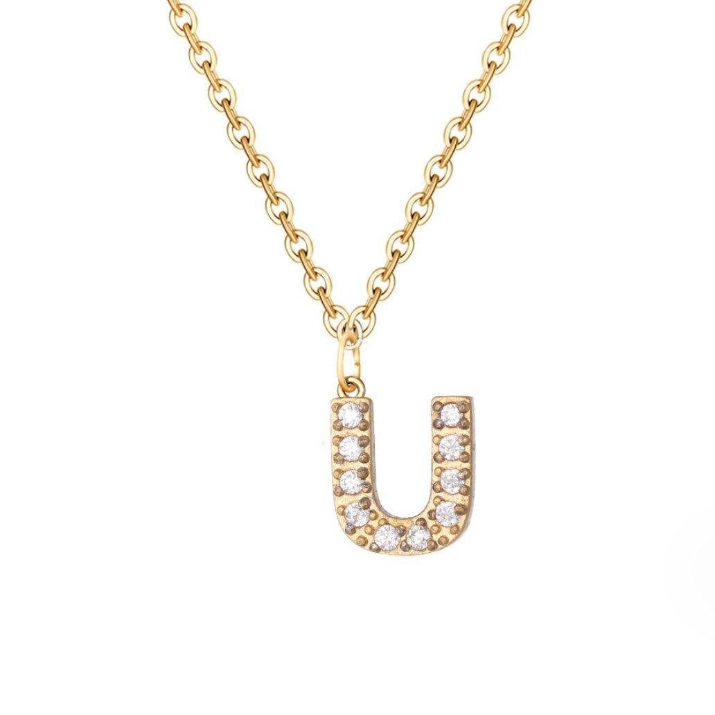 Crystal Charm Letter Necklace