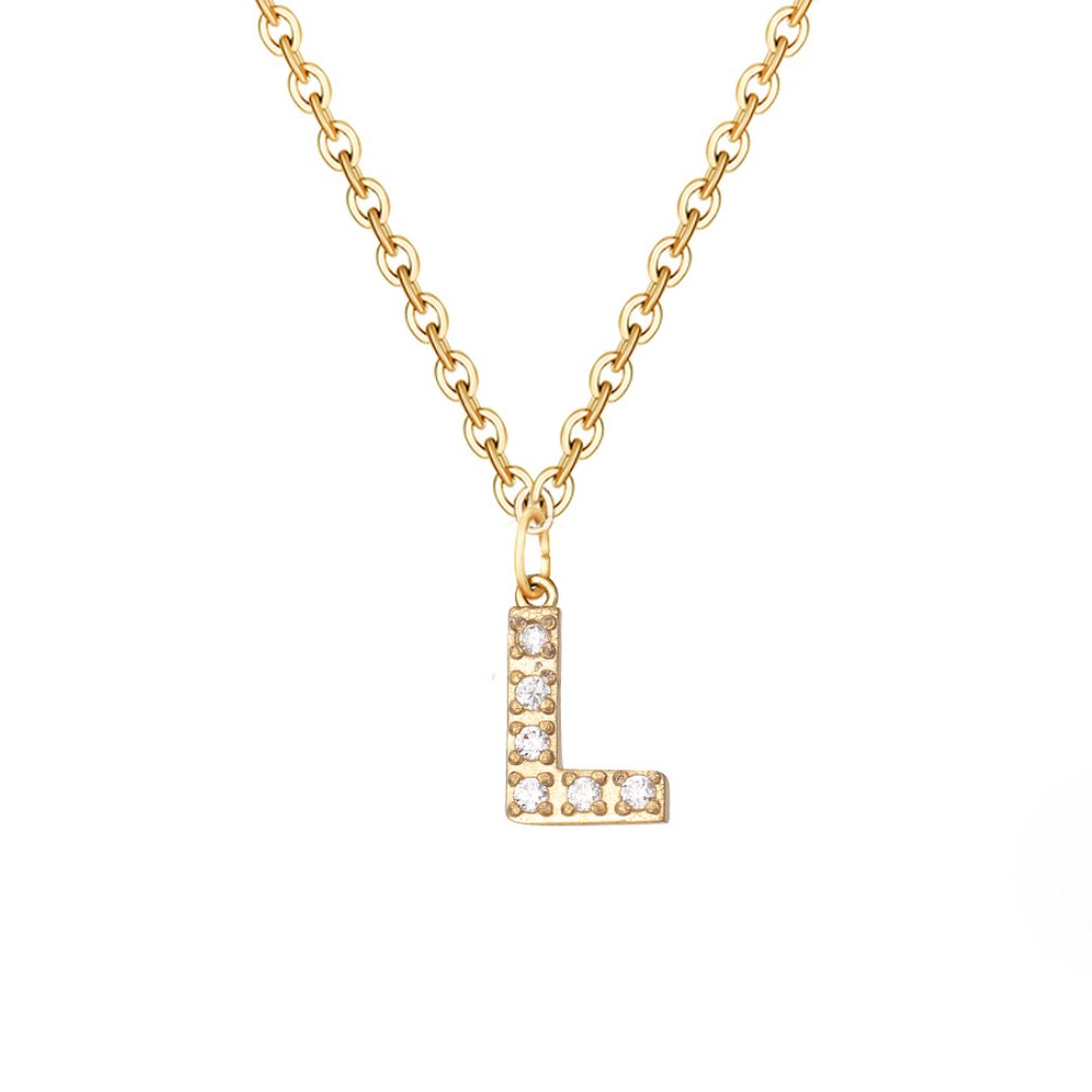 Crystal Charm Letter Necklace