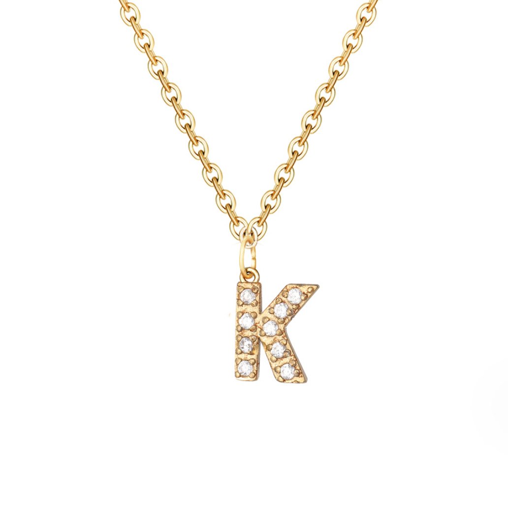 Crystal Charm Letter Necklace
