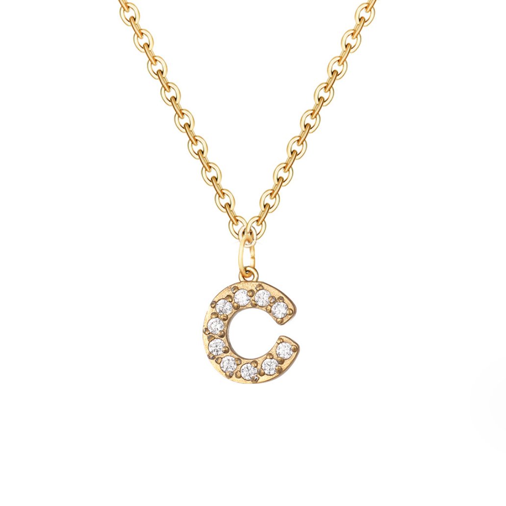 Crystal Charm Letter Necklace
