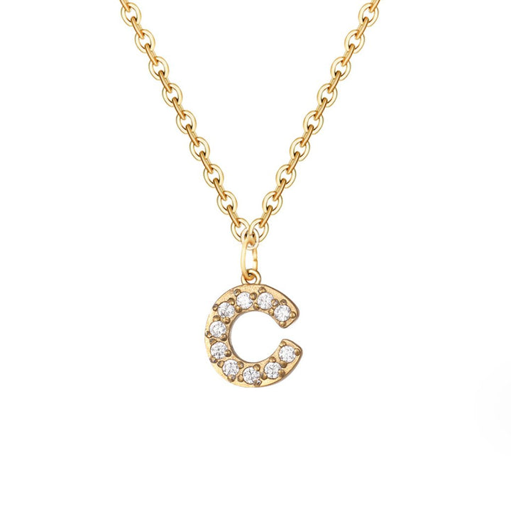 Crystal Charm Letter Necklace